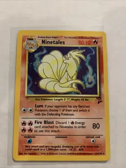 Ninetales Holographic Second Edition 13/130 Base Set 2 Pokemon Card VG - Image 1
