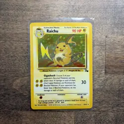 Pokemon TCG Raichu Fossil Holo Rare Card 14/62 Vintage 1999 NM - Image 1