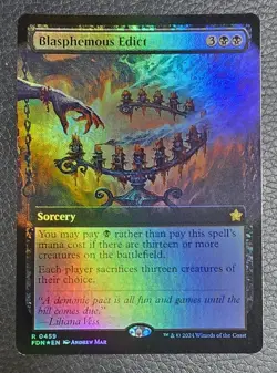 Blasphemous Edict (Extended Art) Foundations Foil MTG NM Magic Card - Image 1