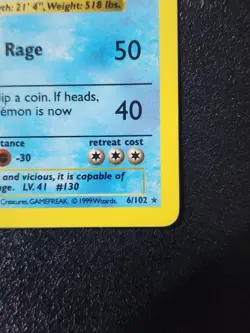 Gyarados Shadowless 6/102 Base Set Holo Vintage Pokemon Card - Image 3