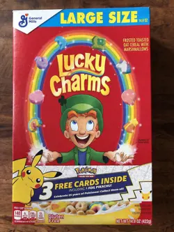 Lucky Charms Limited Cereal Box - 25th Anniversary Pokemon Packs Sealed - Image 1