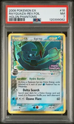 PSA 7 RAYQUAZA #16 REVERSE HOLO FOIL EX HOLON PHANTOMS STAMPED POKEMON NM - Image 1