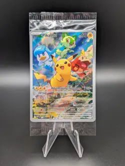 Pokemon TCG Paldea Evolved Pikachu Pokemon Center Stamp Black Star Promo SEALED - Image 1