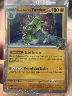 🌀 SWIRL Team Rocket's Tyranitar 096/182 Sealed Pokemon Center Stamp - Image 1