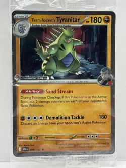 🌀 SWIRL Team Rocket's Tyranitar 096/182 Sealed Pokemon Center Stamp - Image 3