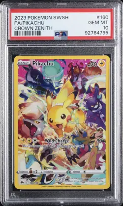 2023 POKEMON SWORD & SHIELD CROWN ZENITH #160 FULL ART/PIKACHU PSA 10 - Image 1