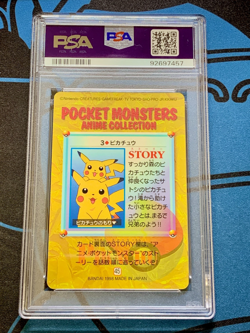 PSA 9 Pikachu 3 Pokemon Carddass Anime Collection Bandai 1998 Holo Prism Card - Image 2