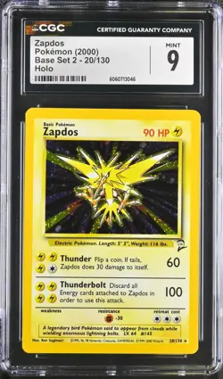 CGC 9 MINT Zapdos Base Set 2 20/130 Holo 2000 Pokemon Card psa - Image 1
