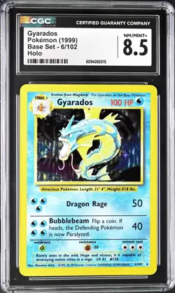 CGC 8.5 Gyarados 1999 Base 6/102 Holo Pokemon Card NM/MINT+ psa - Image 1
