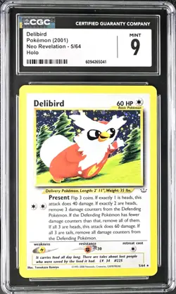 CGC 9 MINT Delibird 5/64 Neo Revelation Holo Pokemon Card psa - Image 1