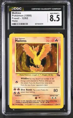 CGC 8.5 Moltres 1999 Fossil 12/62 Holo Pokemon Card - Image 1