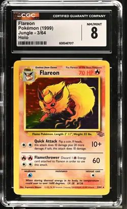 CGC 8 Flareon 1999 Jungle 3/64 Holo Pokemon Card - Image 1