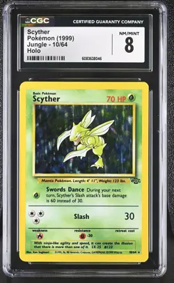 CGC 8 Scyther 1999 Jungle 10/64 Holo Pokemon Card - Image 1