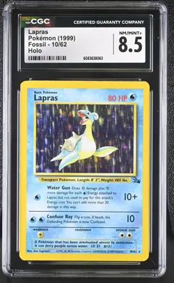 CGC 8.5 Lapras 1999 Fossil 10/62 Holo Pokemon Card - Image 1