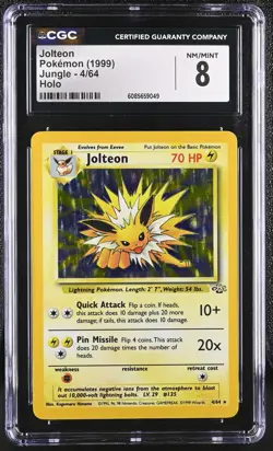 CGC 8 Jolteon 1999 Jungle 4/64 Holo Pokemon Card - Image 1