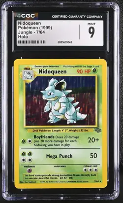 CGC 9 MINT Nidoqueen 1999 Jungle 7/64 Holo Pokemon Card - Image 1