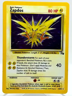 Zapdos 15/62 Fossil Base Set Corrected Holo Rare 1999 Vintage Error Pokemon Card - Image 1