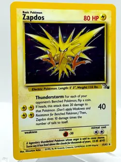 Zapdos 15/62 Fossil Base Set Corrected Holo Rare 1999 Vintage Error Pokemon Card - Image 2