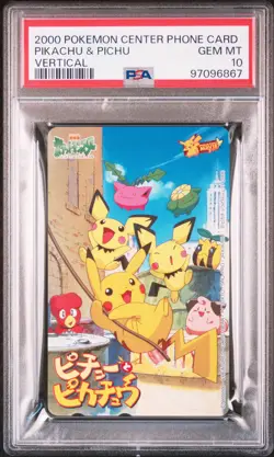 2000 POKEMON CENTER PHONE CARD VERT PIKACHU & PICHU PSA 10 - Image 1