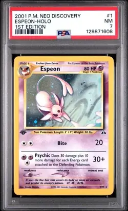 PSA 7 2001 POKEMON NEO DISCOVERY #1 ESPEON-HOLO 1ST EDITION - Image 1
