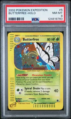 2002 POKEMON EXPEDITION #5 BUTTERFREE-HOLO PSA 8 - Image 1
