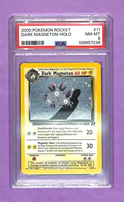 2000 POKEMON TEAM ROCKET 11/82 DARK MAGNETON HOLO UNLIMITED PSA 8 - Image 1