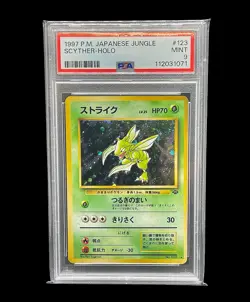 1997 Vintage Pokemon Jungle Scyther Holo #123 (Japanese) PSA 9 - Image 1