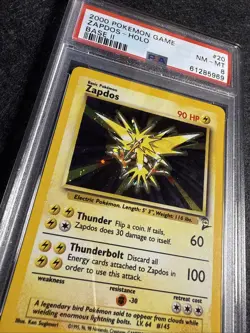 2000 Pokemon Base Set 2 Zapdos 20/130 English Holo Rare 20/130 PSA 8 NM/MT - Image 2