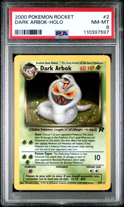 2000 Pokemon Rocket #2 Dark Arbok-Holo PSA 8 - Image 1