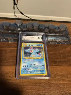 1999 Pokemon Japanese Neo Premium File #160 FERALIGATR Holo CGC 9.5 Mint+ - Image 1