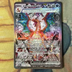 Pokemon TCG Charizard EX Card Scarlet Violet Obsidian Flames 223/197 Crease - Image 1