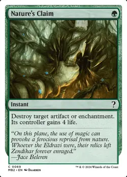 MTG Magic the Gathering Nature's Claim (69/390) Mystery Booster 2 NM - Image 1
