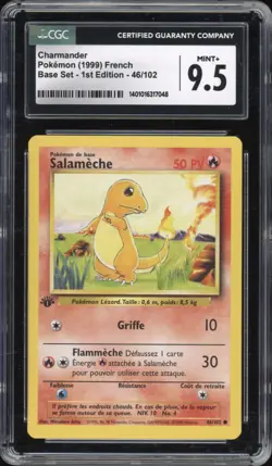 1999 Pokemon FRENCH 1st Edition Base Set Salameche-Charmander 46/102 CGC 9.5 - Image 1