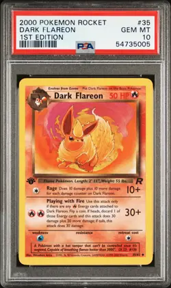 2000 POKEMON ROCKET 1ST ED #35 DARK FLAREON PSA 10 - Image 1