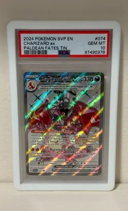 2024 POKEMON SVP EN-SV BLACK STAR PROMO PALDEAN FATES TIN CHARIZARD EX PSA 10 - Image 1