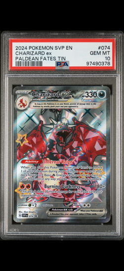 2024 POKEMON SVP EN-SV BLACK STAR PROMO PALDEAN FATES TIN CHARIZARD EX PSA 10 - Image 2