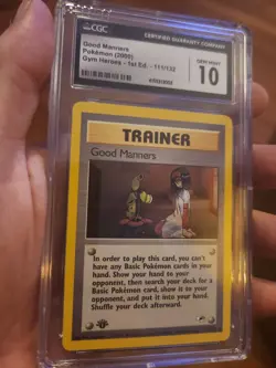 (TOP POP 23) CGC 10 GEM MINT Pokemon 1st Edition Gym Heroes 111/132 Good Manners - Image 5
