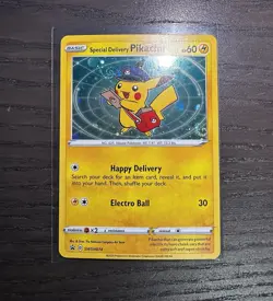 Pokemon Special Delivery Pikachu SWSH074 Blackstar Promo - 2 SWIRLS - Image 3