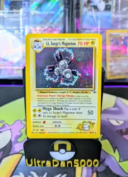 Pokemon Lt. Surge's Magneton Holo Rare Gym Heroes Card 8/132 NM-LP Condition - Image 1