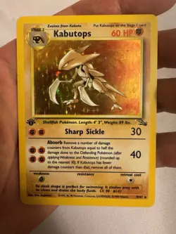 1999 Pokemon - 1st Edition Kabutops Holo Rare - Fossil 9/62 - WOTC - Image 1