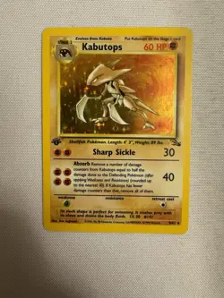 1999 Pokemon - 1st Edition Kabutops Holo Rare - Fossil 9/62 - WOTC - Image 2