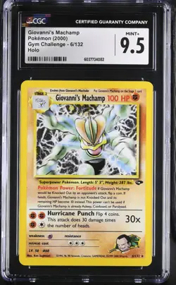 CGC 9.5 MINT+ Giovanni's Machamp 2000 Gym Challenge 6/132 Holo Pokemon Card - Image 1