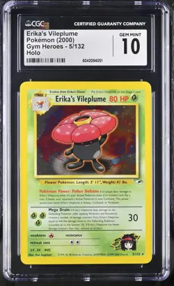 CGC 10 GEM MINT Erika's Vileplume 2000 Gym Heroes 5/132 Holo Pokemon Card - Image 1
