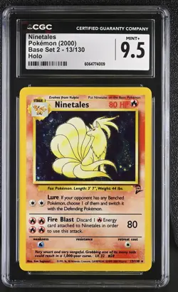 CGC 9.5 MINT+ Ninetales 2000 Base Set 2 13/130 Holo Pokemon Card - Image 1
