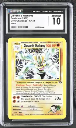 CGC 10 GEM MINT Giovanni's Machamp 2000 Gym Challenge 6/132 Holo Pokemon Card - Image 1