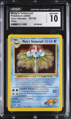 CGC 10 GEM MINT Misty's Tentacruel 2000 Gym Heroes 10/132 Holo Pokemon Card - Image 1