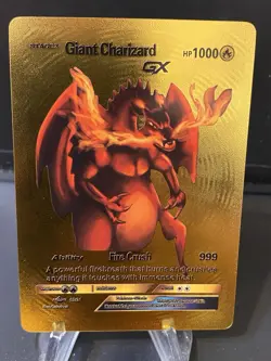 Giant Charizard GX Gold Foil Fan Art Pokemon Display Card 02/21 - Image 1