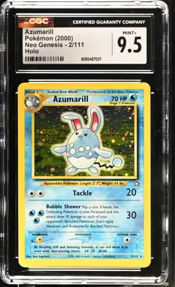 CGC 9.5 MINT+ Azumarill 2000 Neo Genesis 2/111 Holo Pokemon Card - Image 1