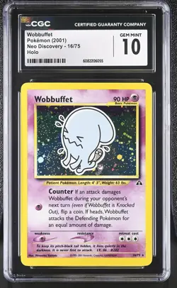 CGC 10 GEM MINT Wobbuffet 2001 Neo Discovery 16/75 Holo Pokemon Card - Image 1