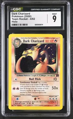 CGC 9 MINT Dark Charizard 2000 Team Rocket 4/82 Holo Pokemon Card - Image 1